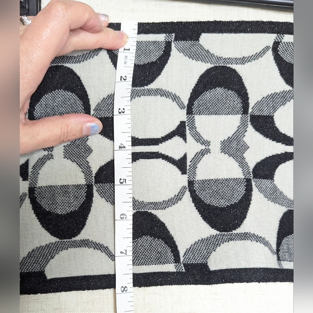 Coach Signature Black White Gray Wool Blend Knit Scarf Shawl - Picture 5 of 7
